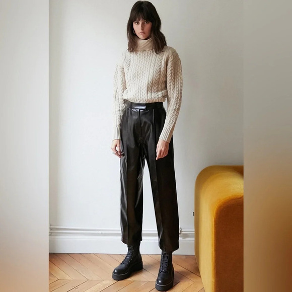 🏷️ NWT Pixie Market Oslo Patent Straight Leg Pants - Picture 3 of 13